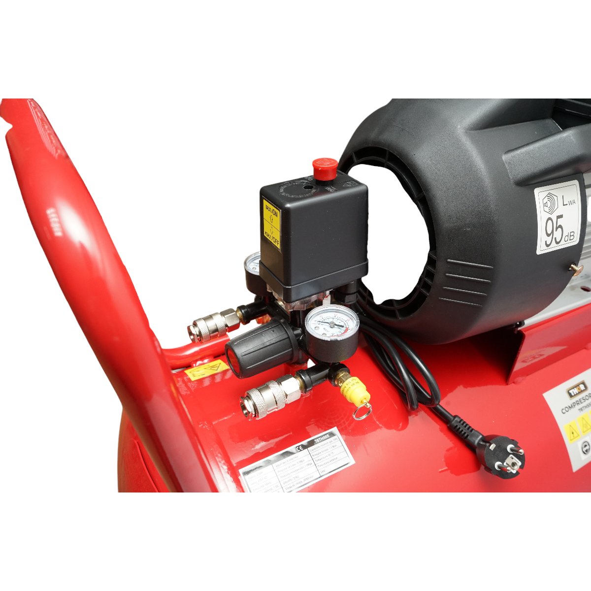 Compresor aer volum 100L, motor 2 cilindrii in V 2.2KW/2CP, presiune maxima 8 bar, volum aer aspirat 370L THOR